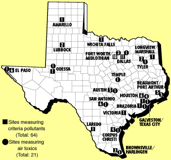 MONITORING SITES IN TEXAS MAP