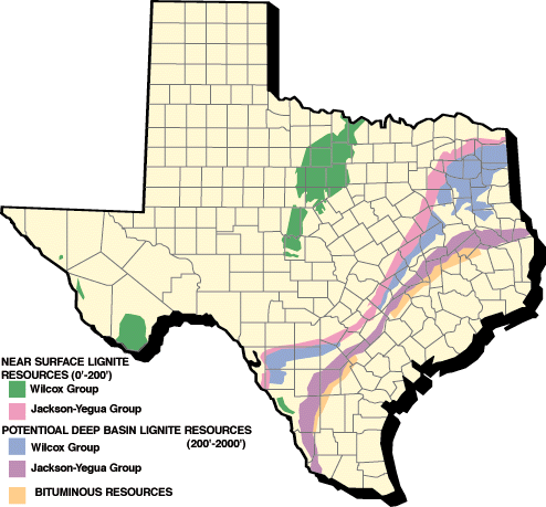 TEXAS COAL MINING OPERATIONS MAP