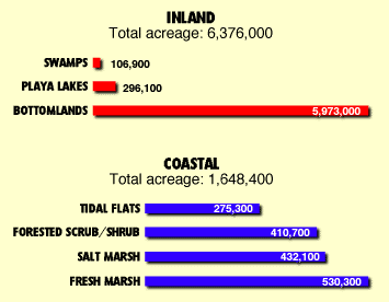 Chart of Wetland Distribution in Texas