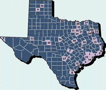 TOXIC TRANSFERS TO TREATMENT AND DISPOSAL FACILITIES MAP