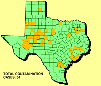 OIL AND GAS GROUNDWATER CONTAMINATION MAP OF TEXAS