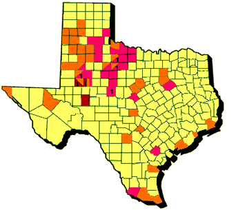 AGRICULTURAL GROUNDWATER CONTAMINATION MAP OF TEXAS