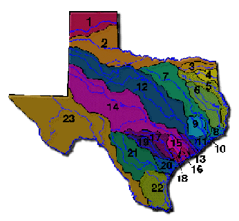 River Basins of Texas Map