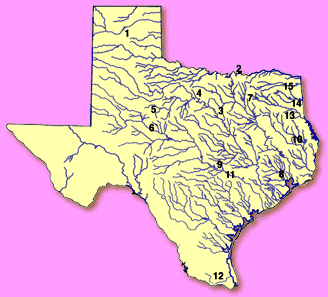 Polluted Reservoirs of Texas Map