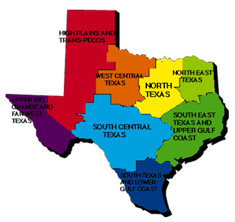 Texas Map 4 Regions