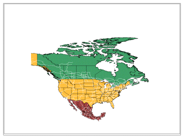 Map of Canada, U.S. and Mexico